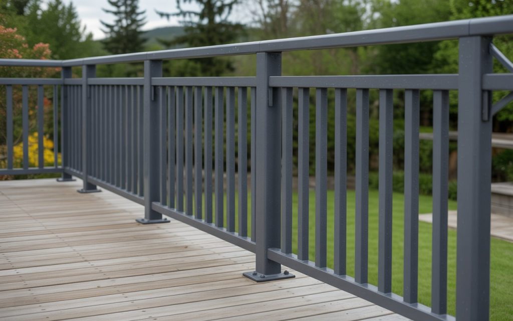 modern railing design terrace vertical steel powder coated