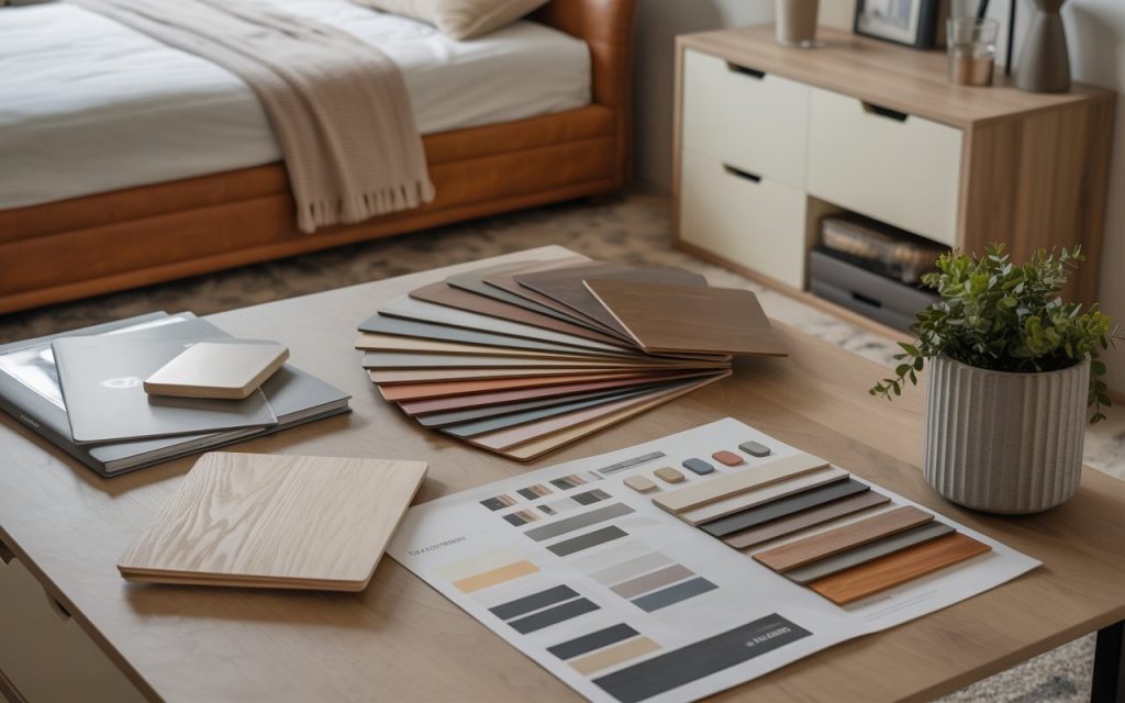 Plywood bed cost analysis with wood laminate samples
