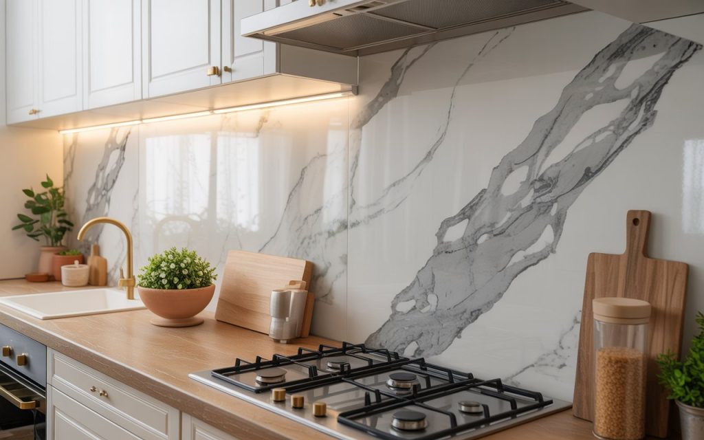 PVC marble sheet kitchen backsplash white veined