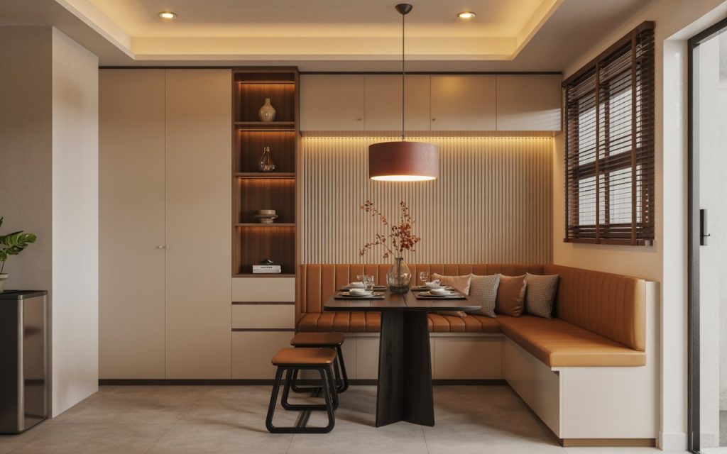 corner kitchen table with storage bench seating