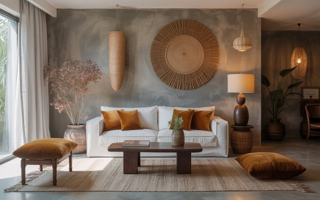  layered texture jute velvet interior design Chandigarh
