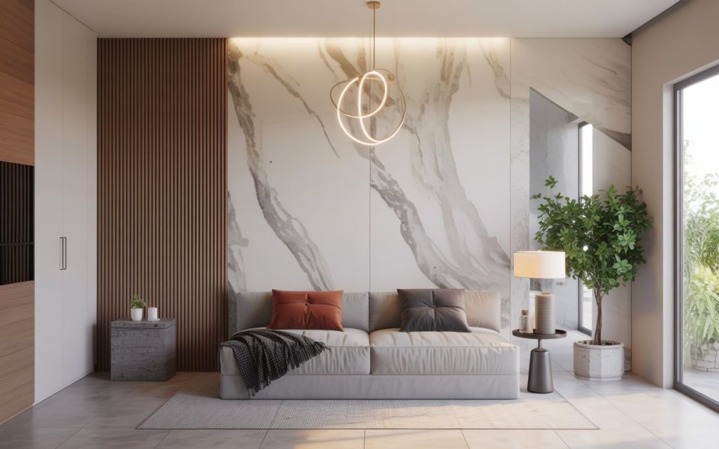 marble PVC sheet wall cladding living room