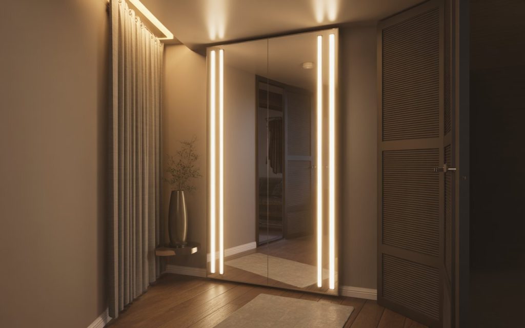  mirror design with lights vertical LED strip hallway