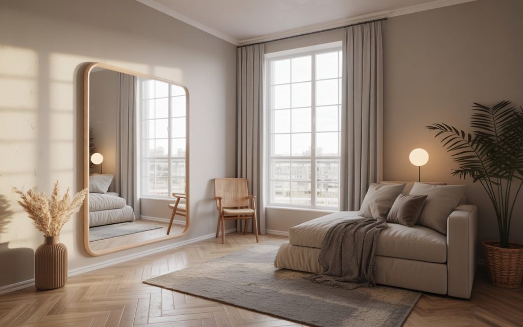 full length light mirror design bedroom floor wall