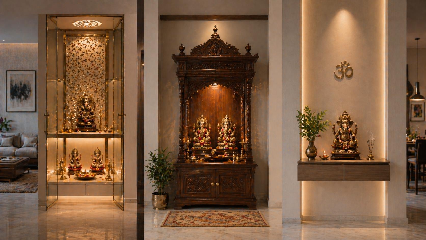 home altar design styles glass carved wood minimalist