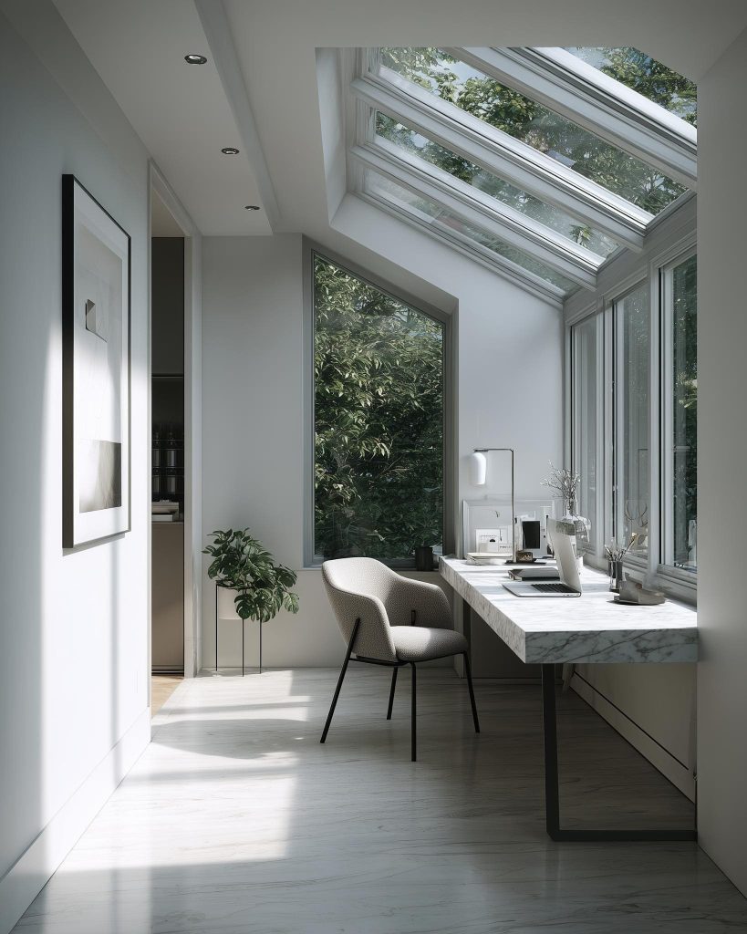 Vastu home office with skylight and natural lighting