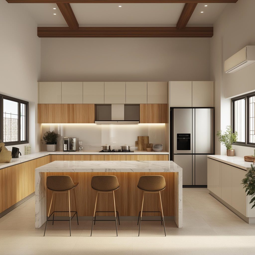 Modular kitchen island neutral tones India resale value