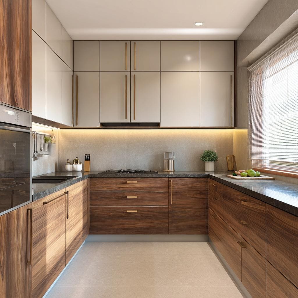 U-shaped modular kitchen laminate finish resale value
