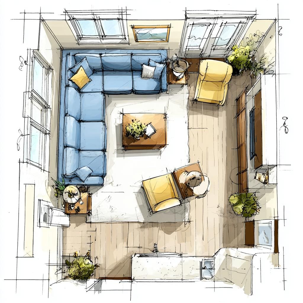  Interior BOQ preparation living room layout sketch