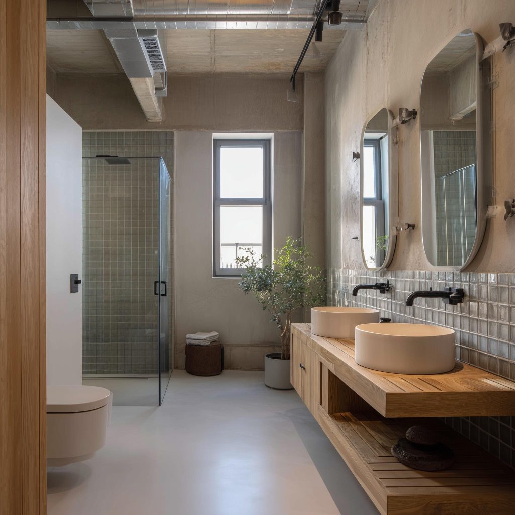 Microcement flooring bathroom India seamless waterproof finish