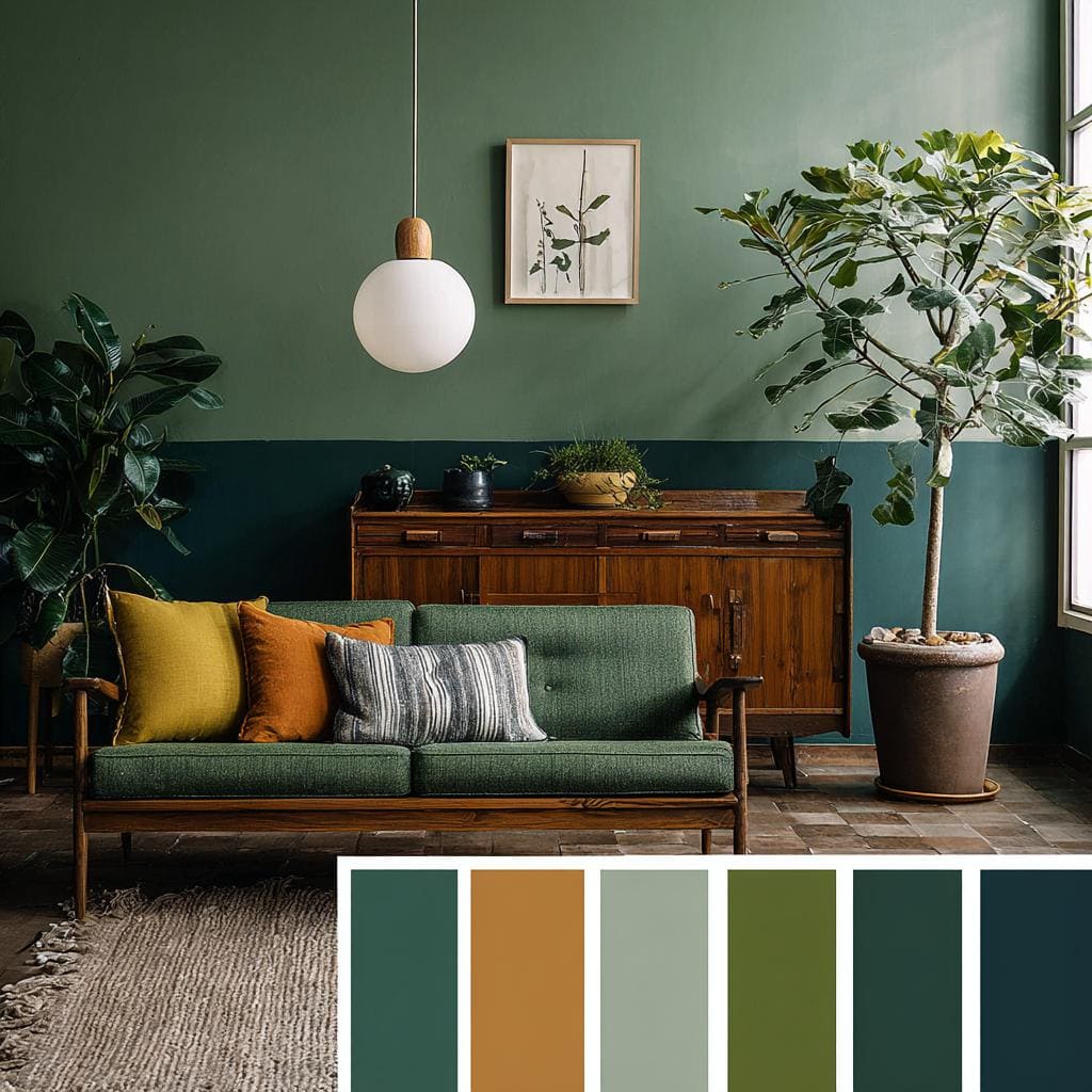  Green matte paint finish with color palette