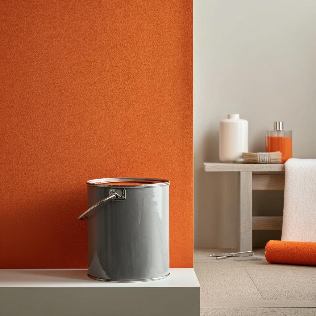 Orange matte paint finish on interior wall