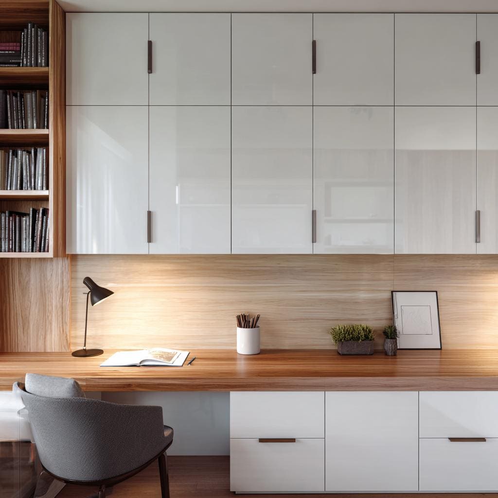 High pressure laminate cabinets in home office