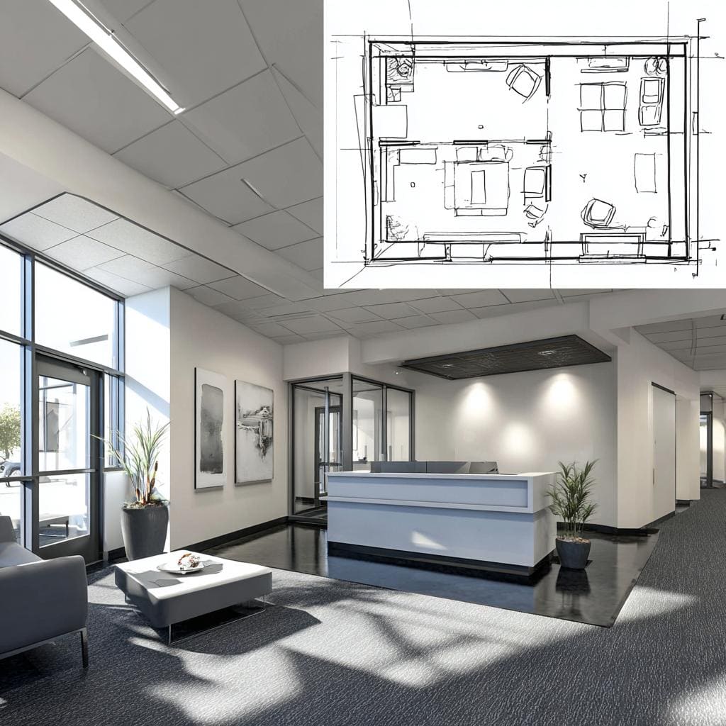 BOQ interior design bedroom space sketch illustration