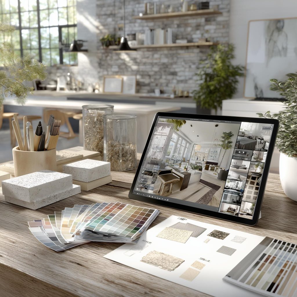 Clear BOQ interior design planning colour swatches tablet