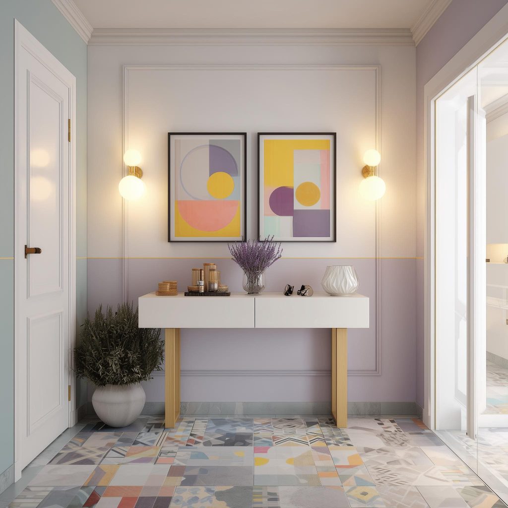 Pastel two colour combination for hall walls India