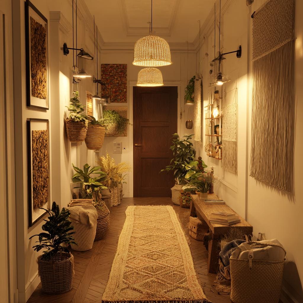 Narrow hallway lighting decor ideas Indian home