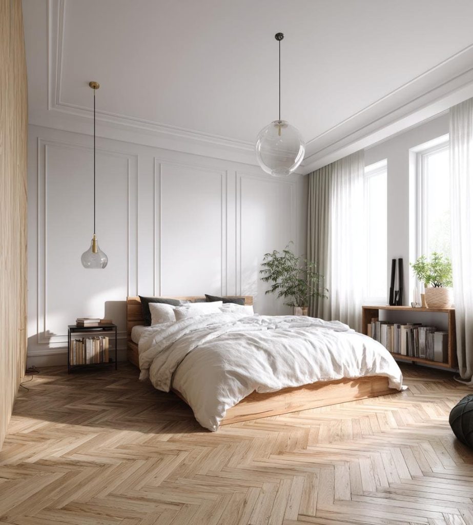 Flooring upgrade resale value bedroom herringbone wood