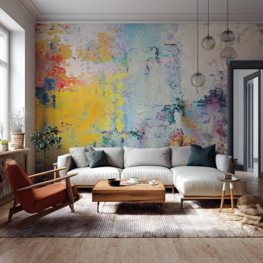 Watercolour abstract wallpaper living room India