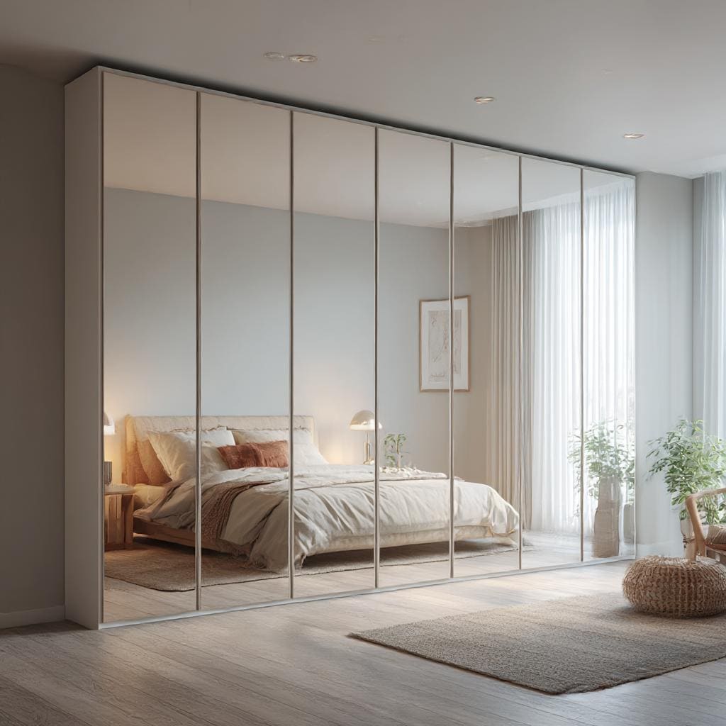 mirror wardrobe design bedroom placement India