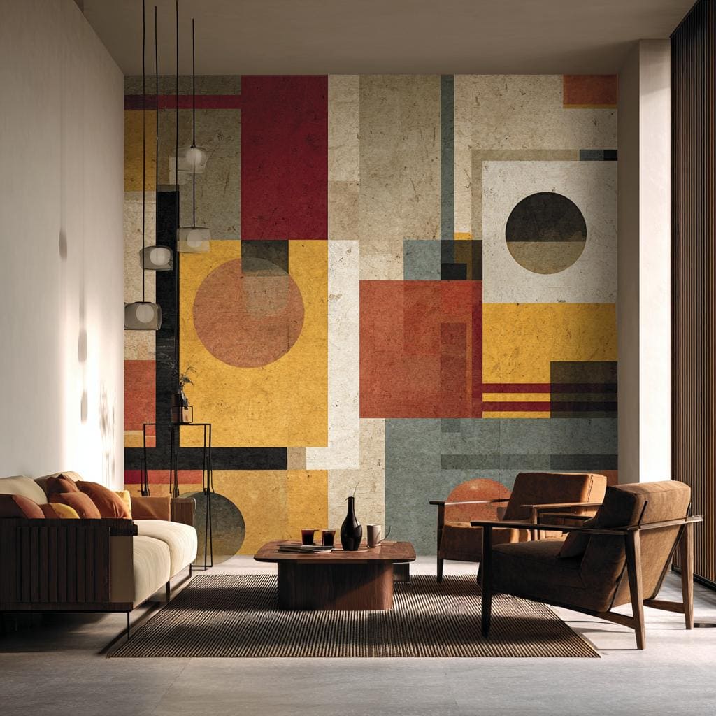 Modern geometric abstract wallpaper accent wall India