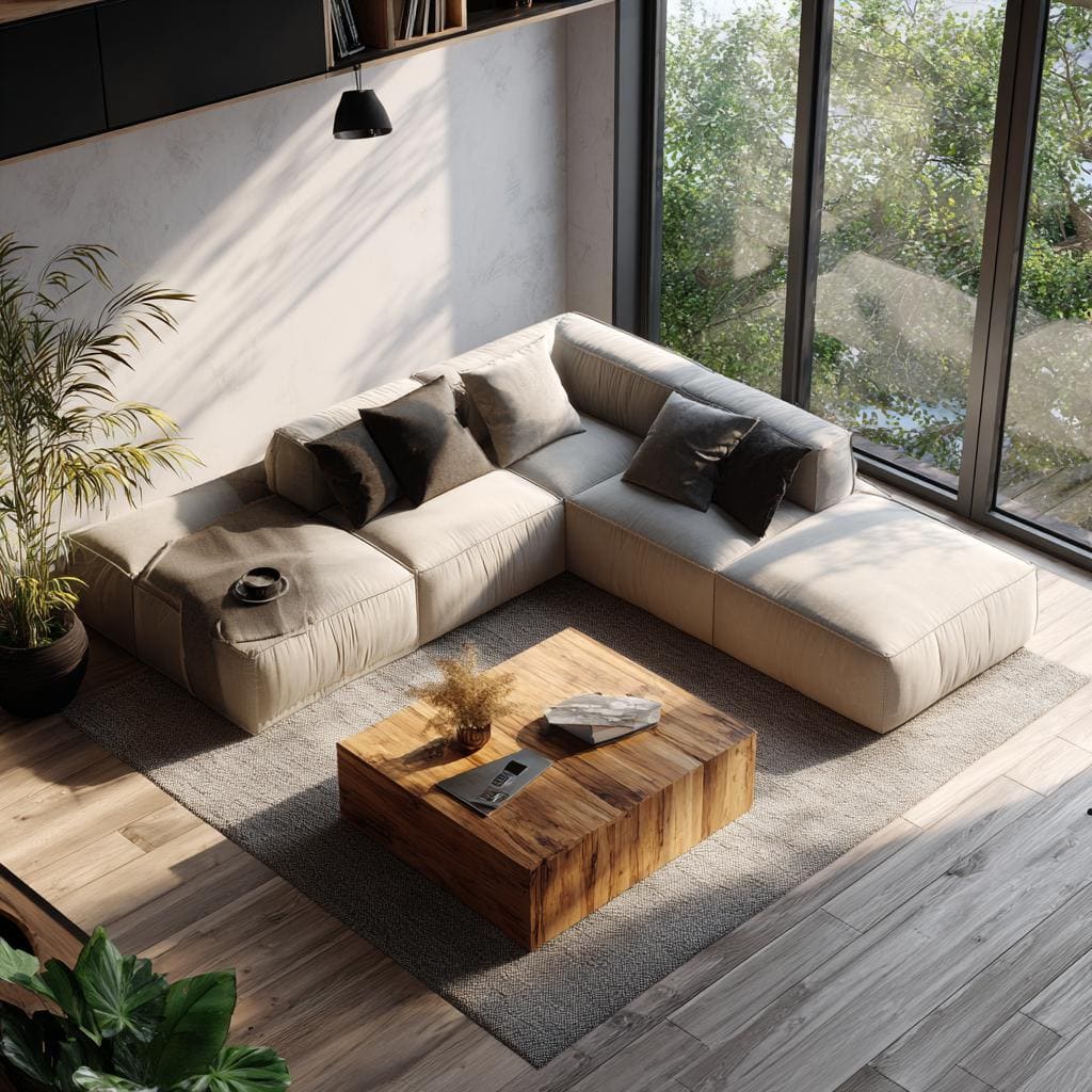 Modern grey L shape sofa corner living room India