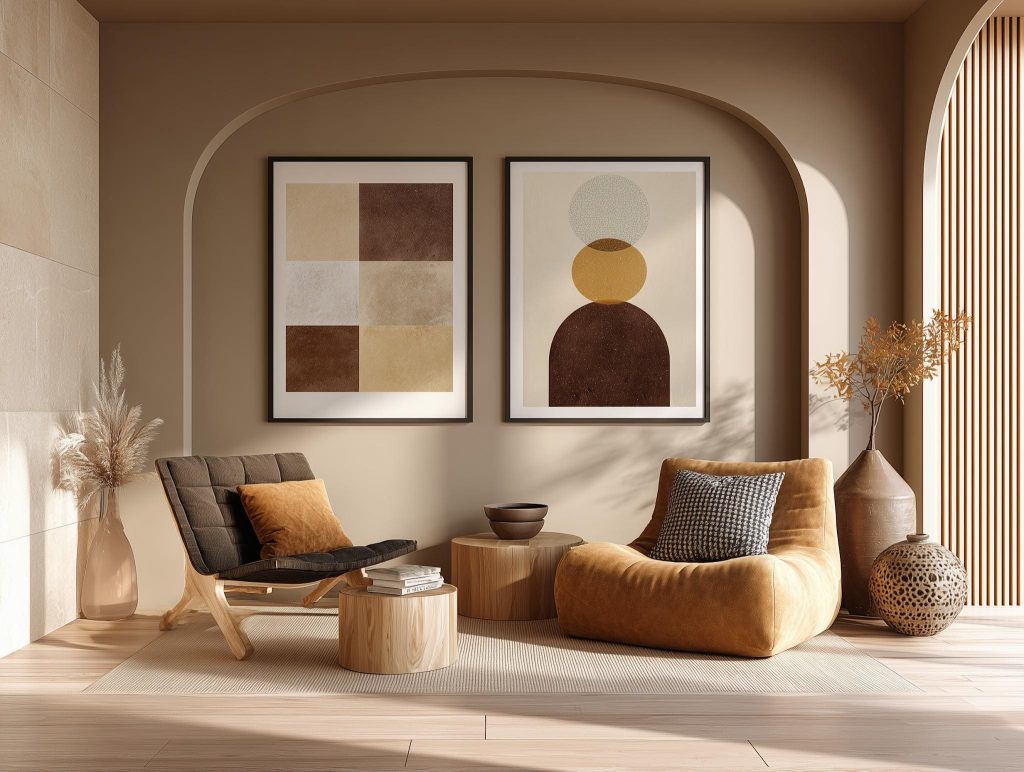 Geometric diptych canvas paintings modern living room India