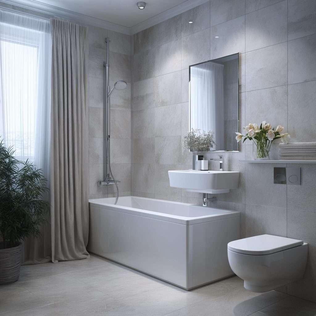 Bathroom plumbing and tile check at handover