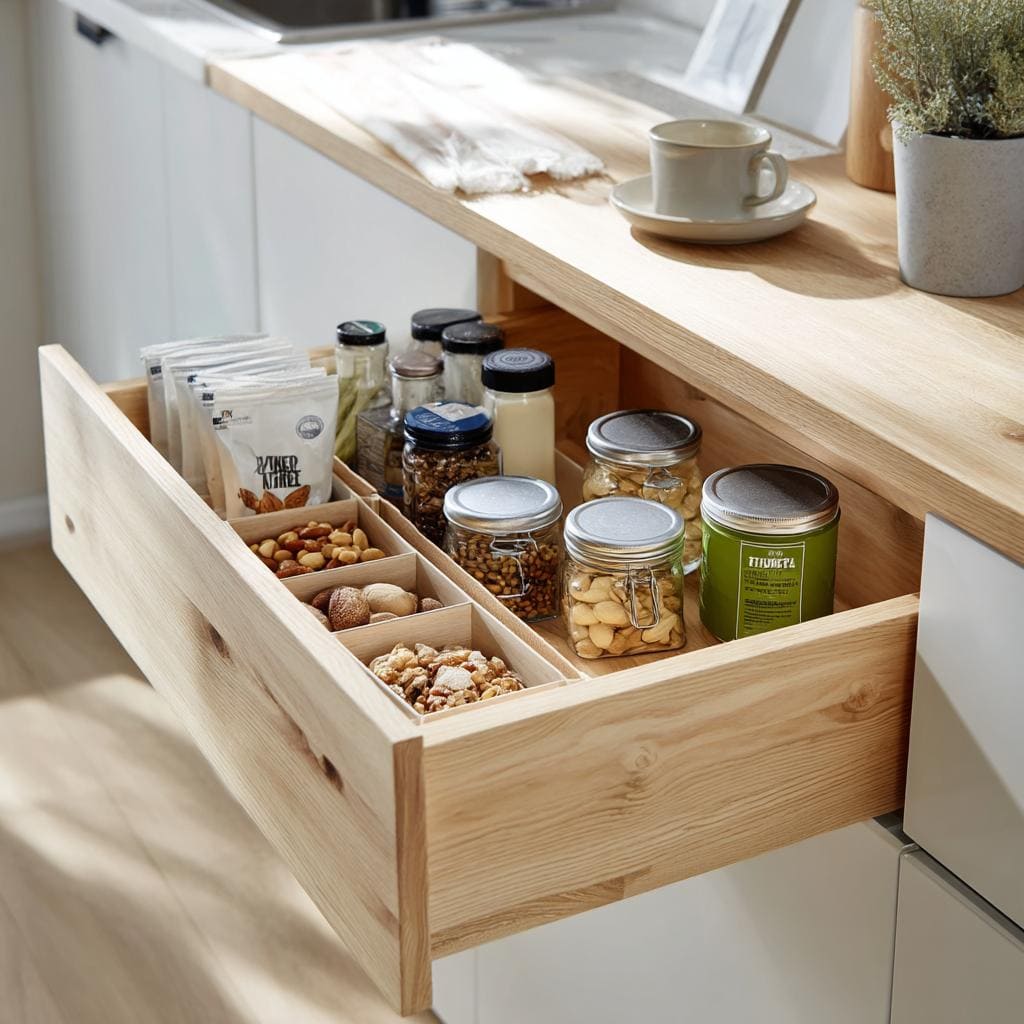  Kitchen drawer storage checked during interior handover