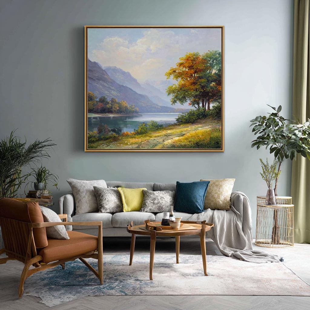  Landscape canvas painting above sofa living room India