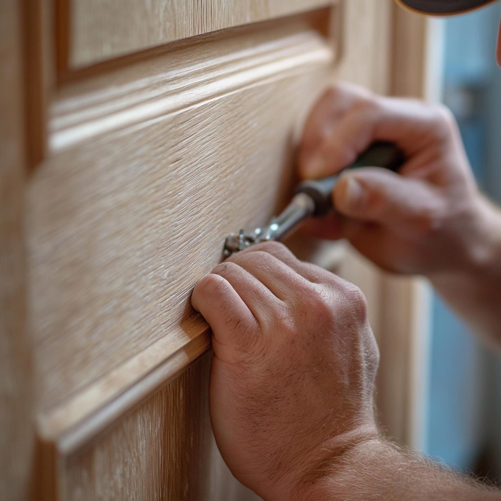 Carpentry door hinge check during interior handover