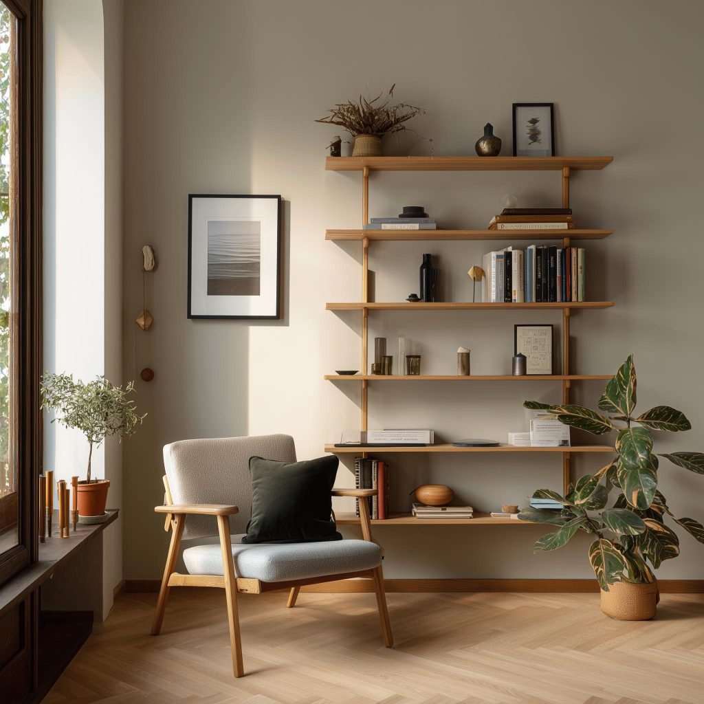  Minimalist Scandinavian wooden bookshelf open shelves India