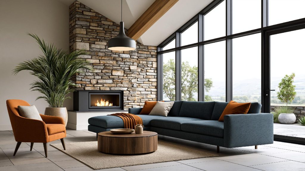 Toughened glass window living room design India