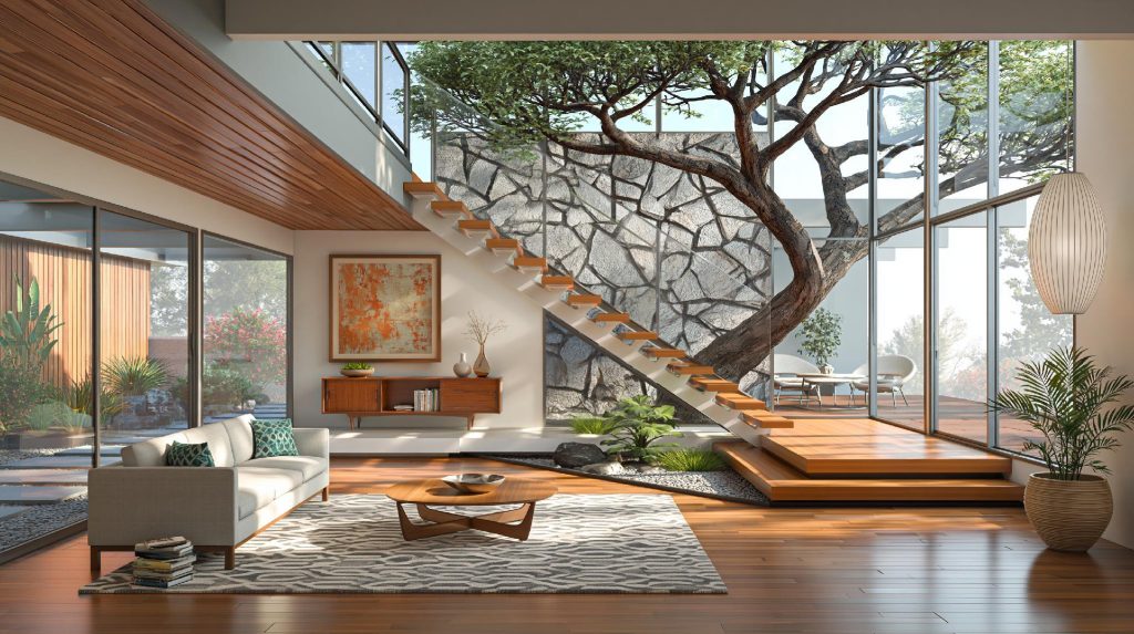  Floor-to-ceiling staircase window design home India