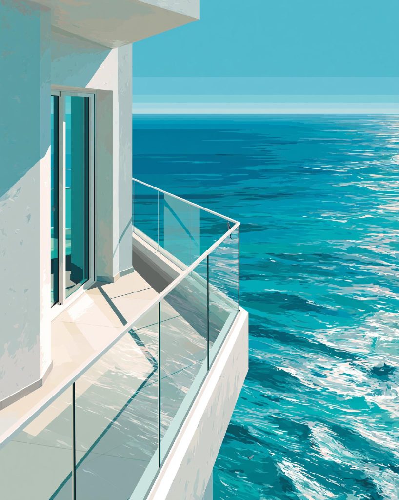 Toughened glass balcony railing design clear India