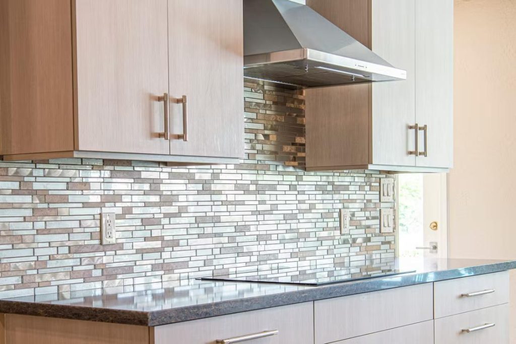 Modern kitchen backsplash tile, mosaic stone mix