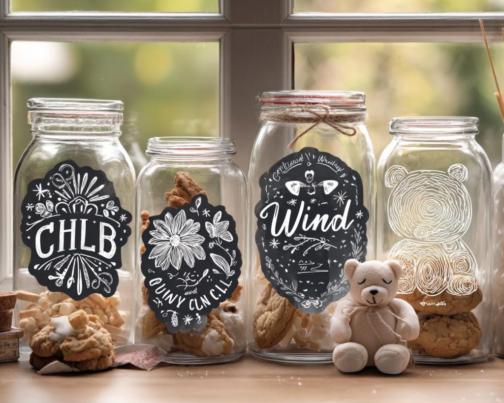 DIY kitchen decor idea, labelled glass jars