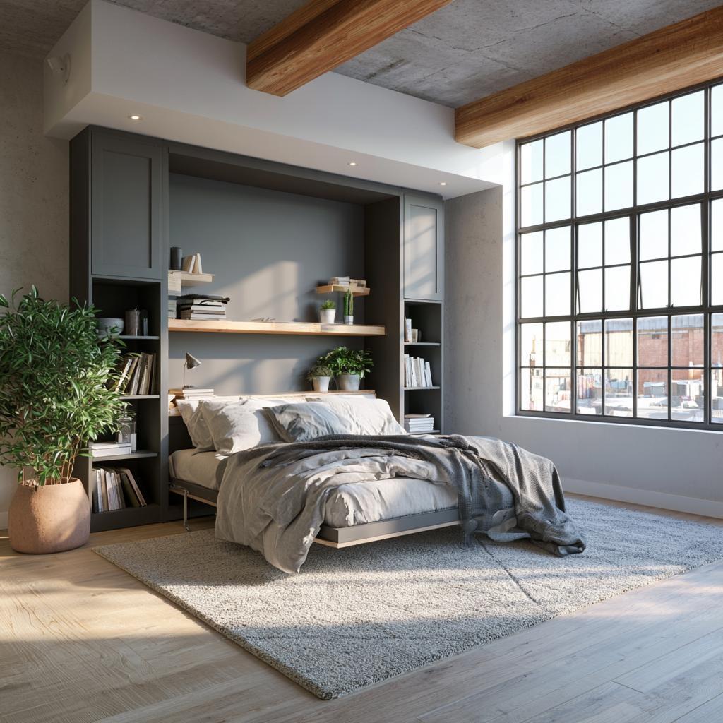 Grey shaker kitchen shutter design, L-shaped layout