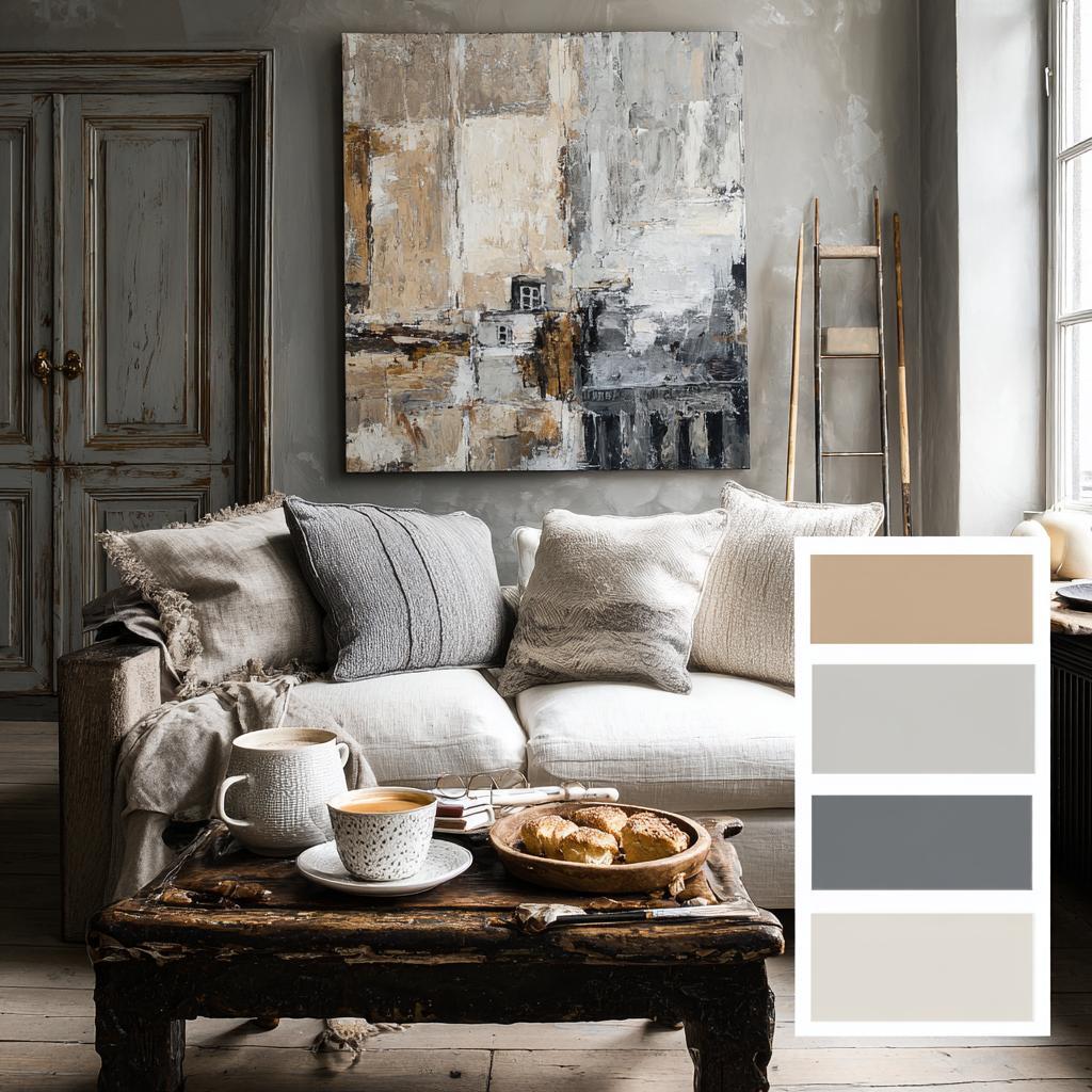  Beige grey living room colour combination textured decor