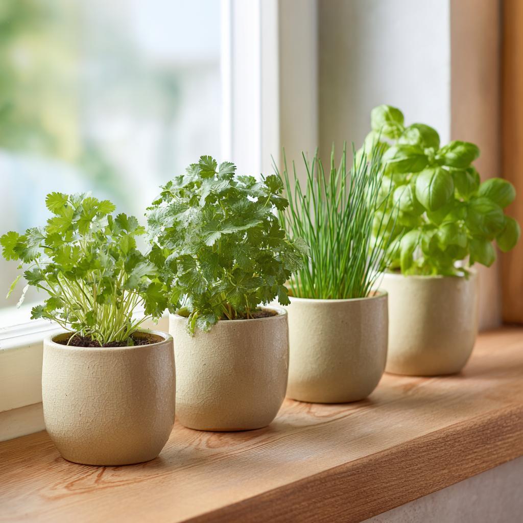 DIY kitchen decor ideas, herb pots on windowsill