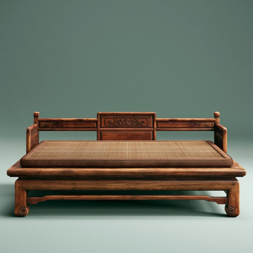 Solid wood diwan bed cane surface traditional design