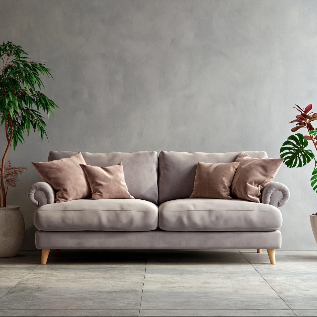 Velvet sofa design beige curved minimalist India