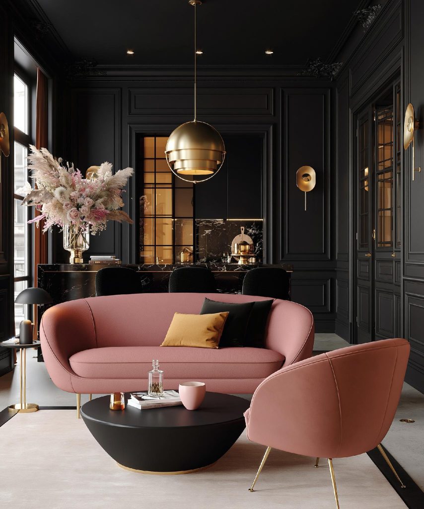 Velvet sofa design dusty pink curved luxury India