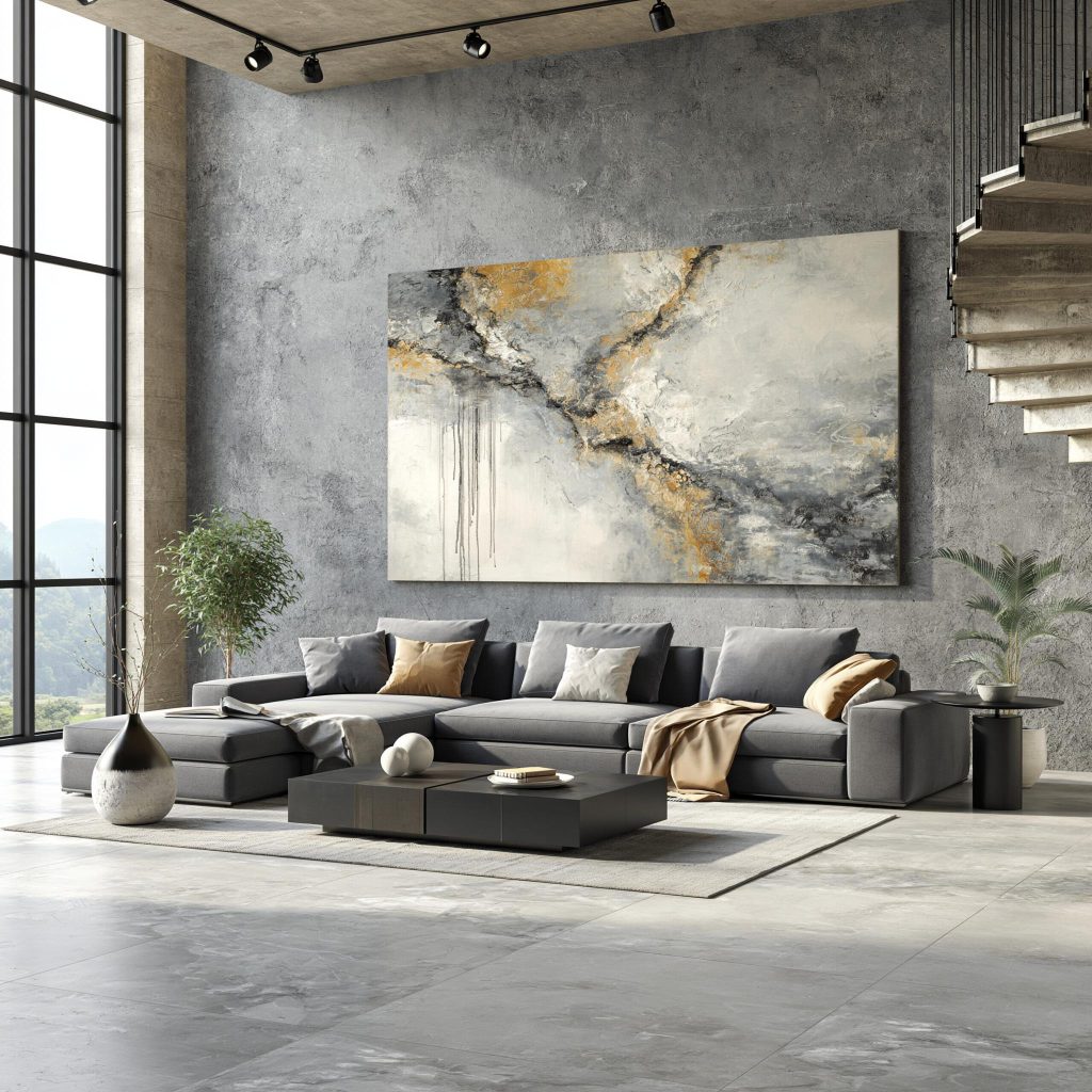Wall art design living room abstract statement piece
