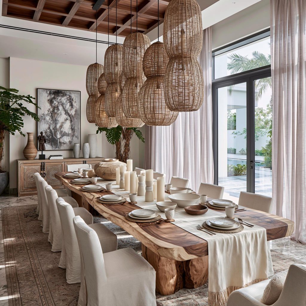  Long dining table grouped candle centrepiece India