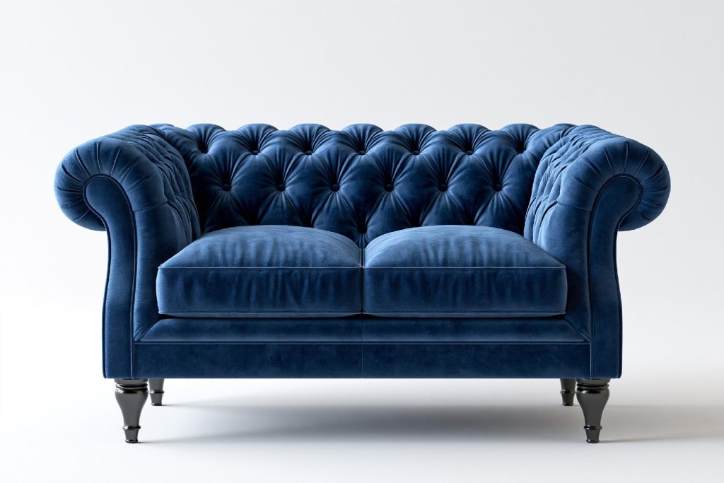 Blue velvet sofa design tufted luxury India