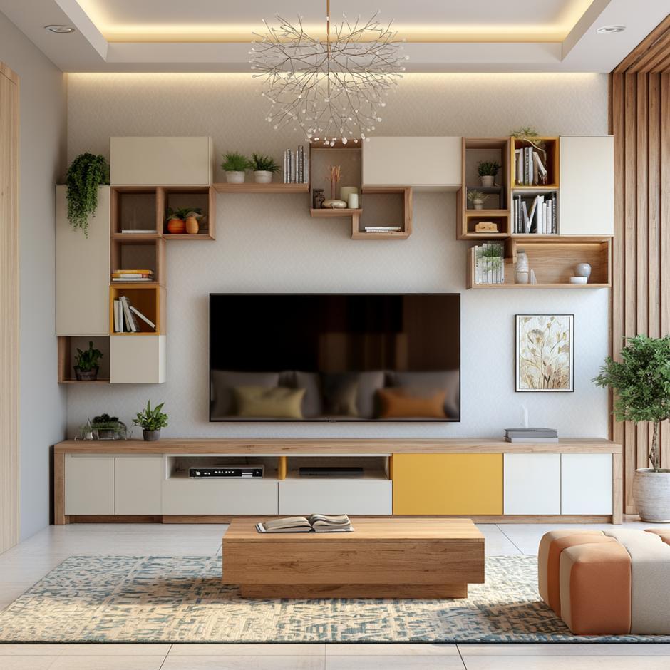 TV wardrobe design cable management storage tip