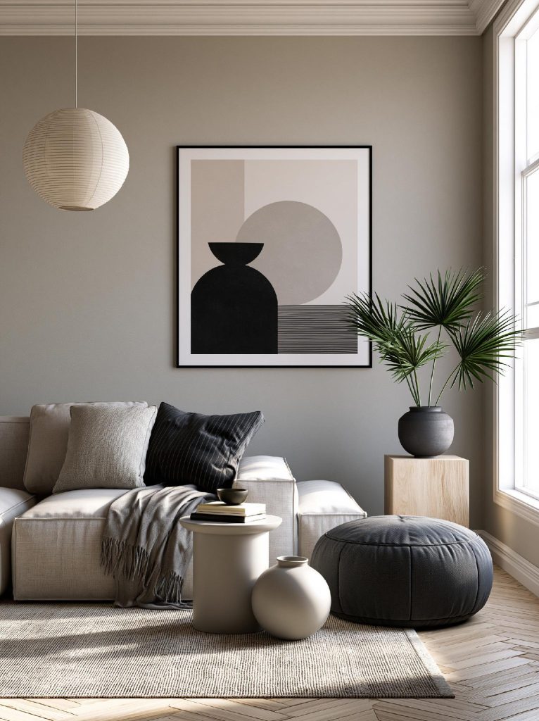 Wall art design style abstract geometric living room