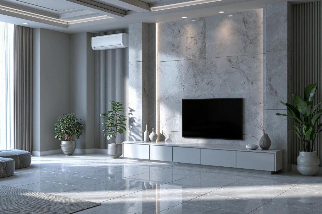 Modern TV wardrobe design marble accent wall