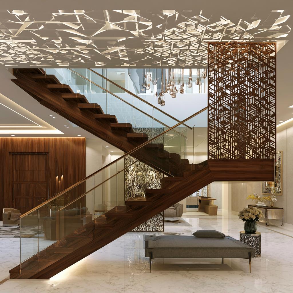 Staircase POP design overdesign geometric ceiling mistake
